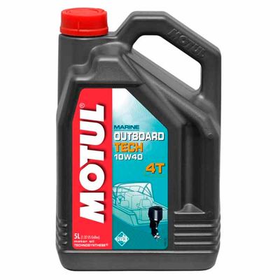 Полусинтетическое масло Motul Outboard Tech 4T SAE 10W-30, 5 литров, Объем, л.: 5, Фасовка: канистра, Вязкость (SAE): 10W-40, фото 