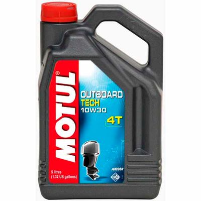 Полусинтетическое масло Motul Outboard Tech 4T SAE 10W-30, 5 литров, Объем, л.: 5, Фасовка: канистра, Вязкость (SAE): 10W-30, фото 