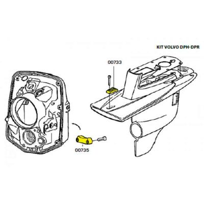 Комплект алюминиевых анодов для Volvo Penta DPH и DPR, фото , изображение 2