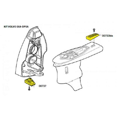 Комплект алюминиевых анодов для Volvo Penta SX-A и DPS-A, фото , изображение 2