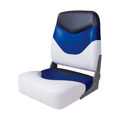 Сиденье мягкое складное Premium High Back Boat Seat бело-синее