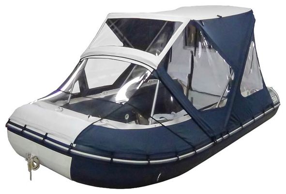 Сине-серый комбинированный тент для надувной лодки пвх Балтик Бот Атлант 360