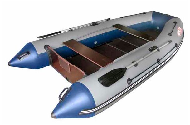 Надувная лодка пвх Англер 335 XL серо-синяя
