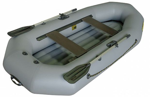 Серая гребная надувная лодка пвх Лидер Компакт 270 НД